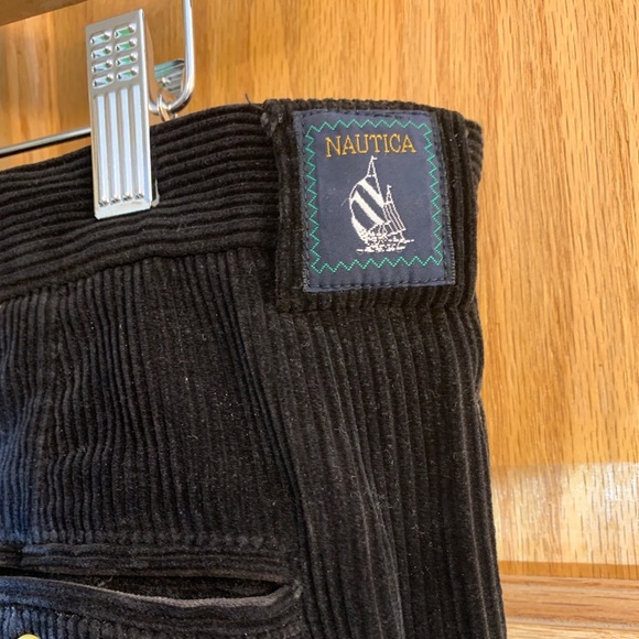 Vintage Nautica Black Pleated Cuffed Classic Fit Corduroy Pants Rigger 34x30 Y2K - Picture 7 of 9